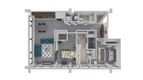 a floor plan of a 1 bedroom apartment